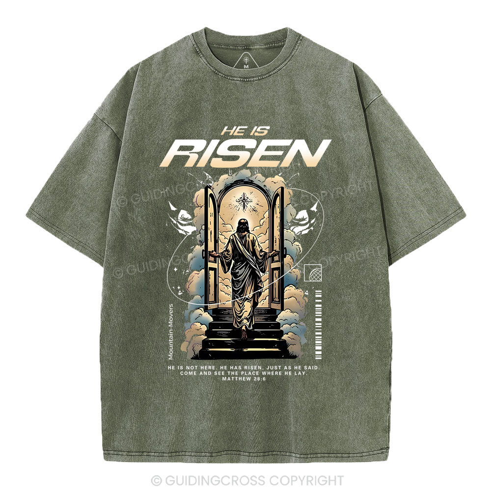 He Is Risen Christian Washed T-Shirt