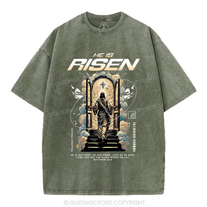 He Is Risen Christian Washed T-Shirt