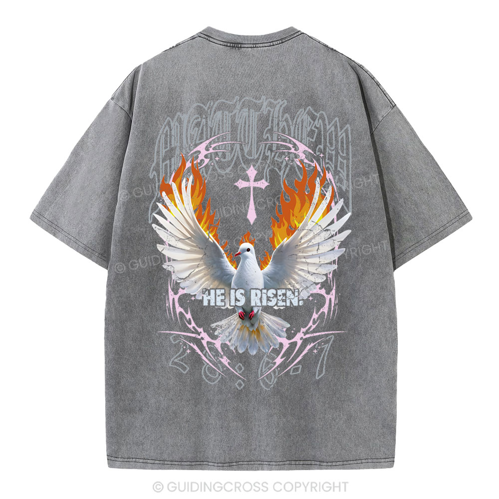 He Is Risen Christian Washed T-Shirt