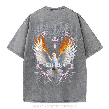 He Is Risen Christian Washed T-Shirt
