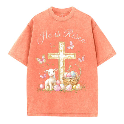 He Is Risen Christian Washed T-Shirt