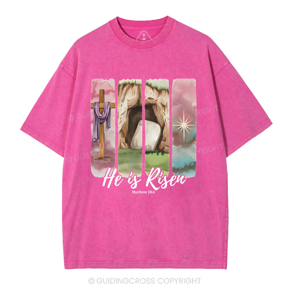 He Is Risen Christian Washed T-Shirt