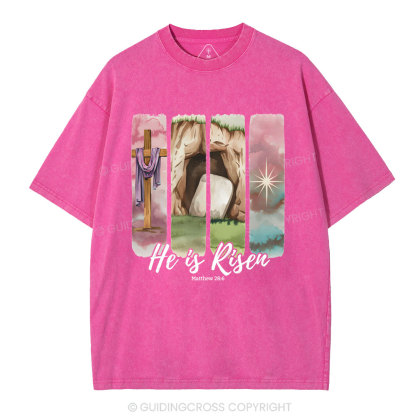 He Is Risen Christian Washed T-Shirt