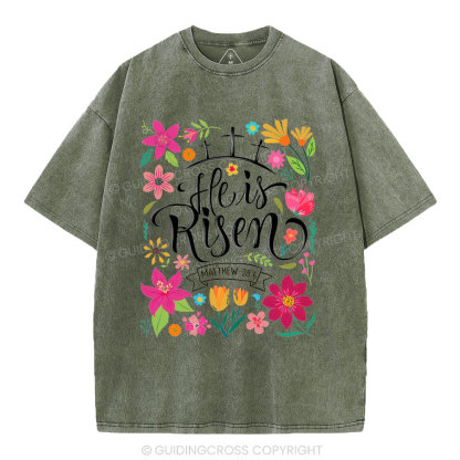 He Is Risen' Christian Washed T-Shirt
