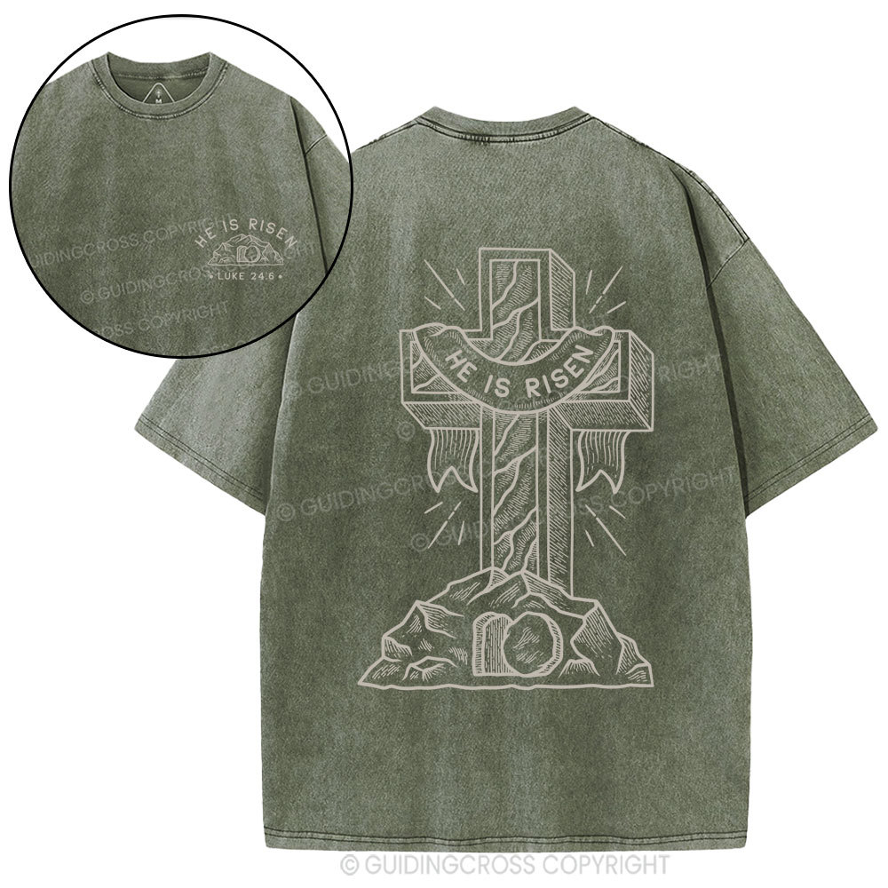 He Is Risen Christian Washed T-Shirt