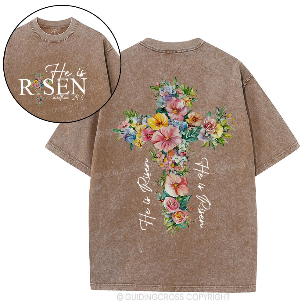 He Is Risen Christian Washed T-Shirt