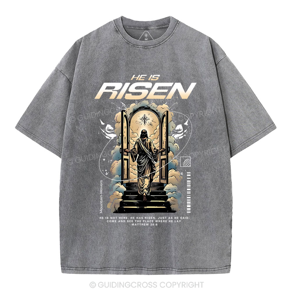 He Is Risen Christian Washed T-Shirt