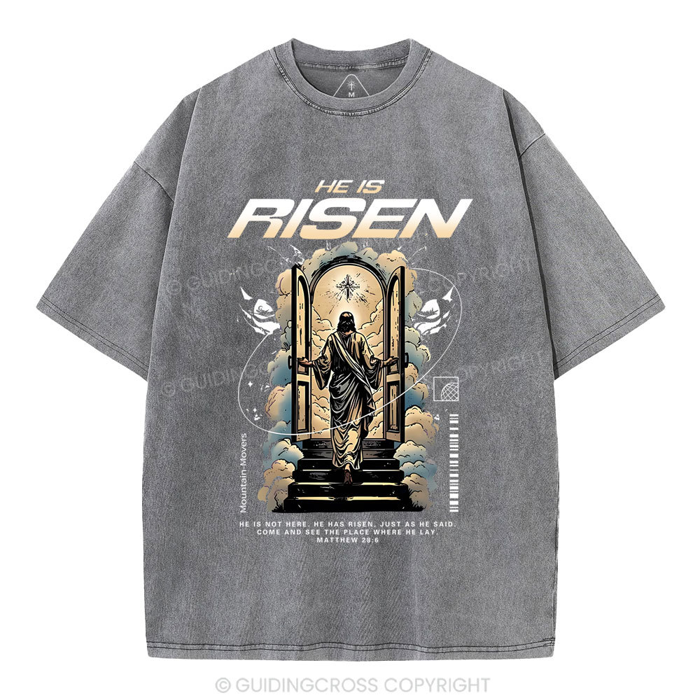 He Is Risen Christian Washed T-Shirt
