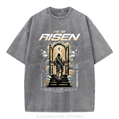 He Is Risen Christian Washed T-Shirt