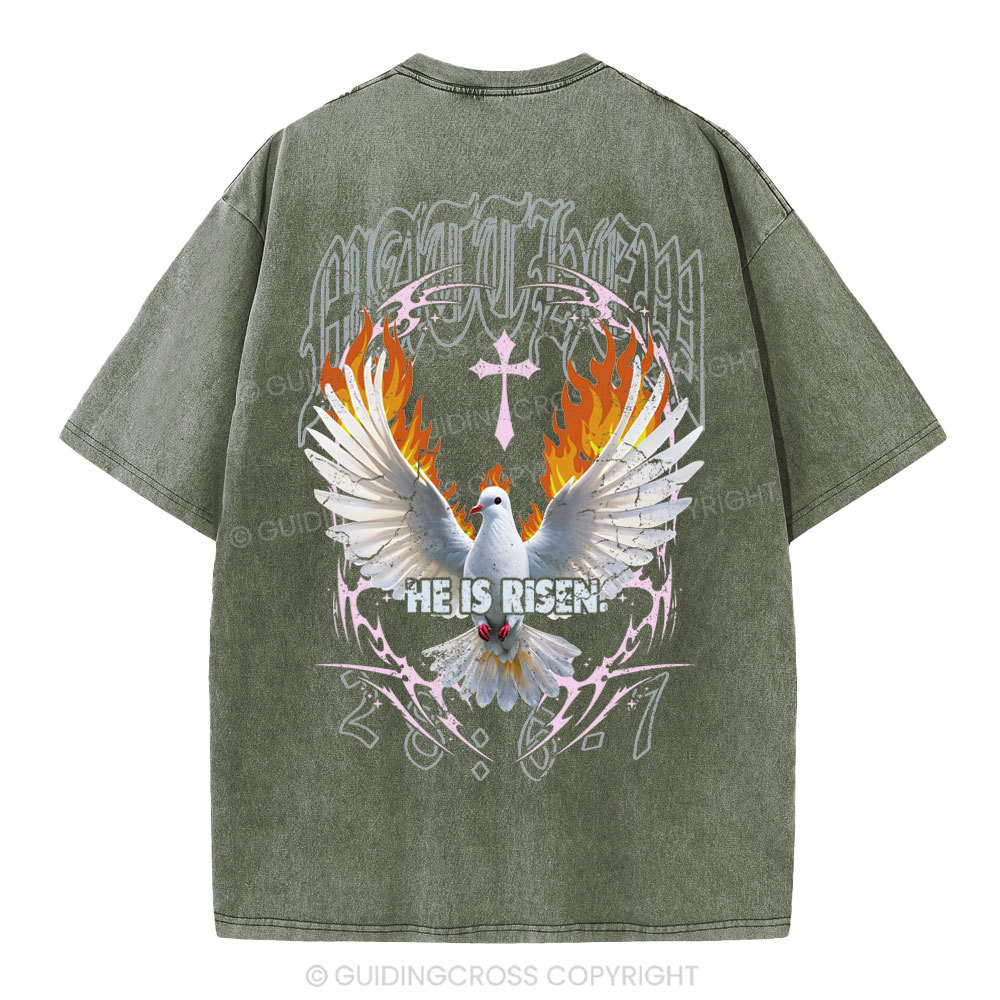 He Is Risen Christian Washed T-Shirt