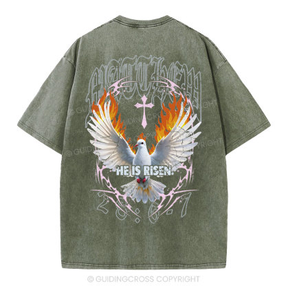 He Is Risen Christian Washed T-Shirt
