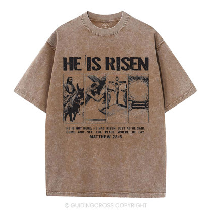 He Is Risen Christian Washed T-Shirt