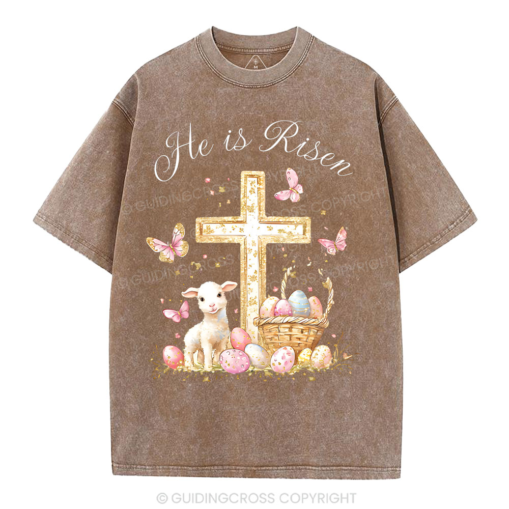 He Is Risen Christian Washed T-Shirt