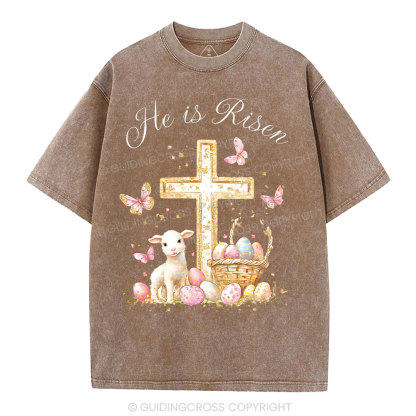 He Is Risen Christian Washed T-Shirt