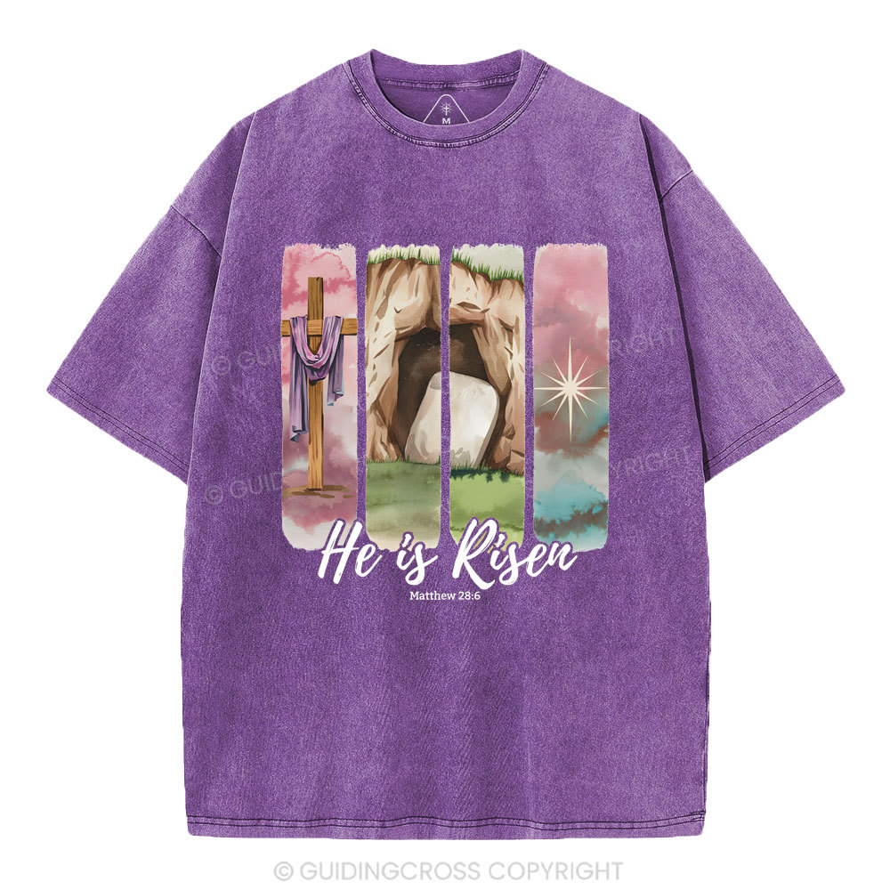 He Is Risen Christian Washed T-Shirt