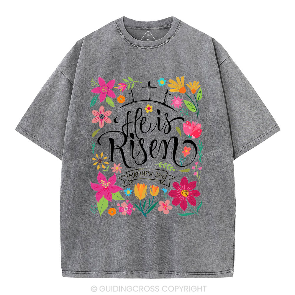 He Is Risen' Christian Washed T-Shirt