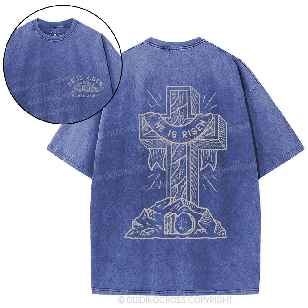 He Is Risen Christian Washed T-Shirt