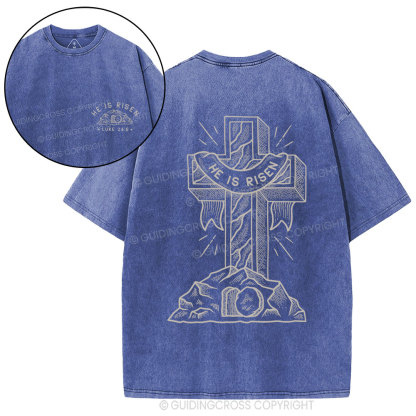 He Is Risen Christian Washed T-Shirt