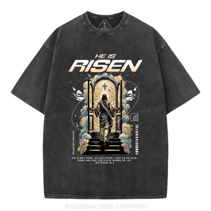 He Is Risen Christian Washed T-Shirt