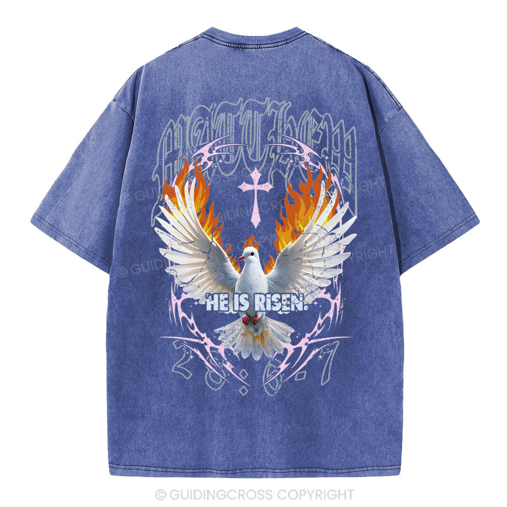 He Is Risen Christian Washed T-Shirt