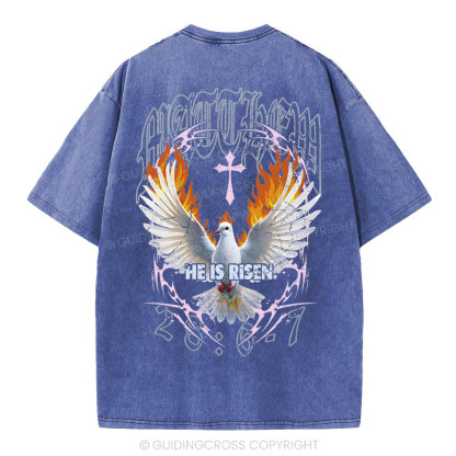 He Is Risen Christian Washed T-Shirt