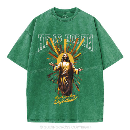 He Is Risen Christian Washed T-Shirt