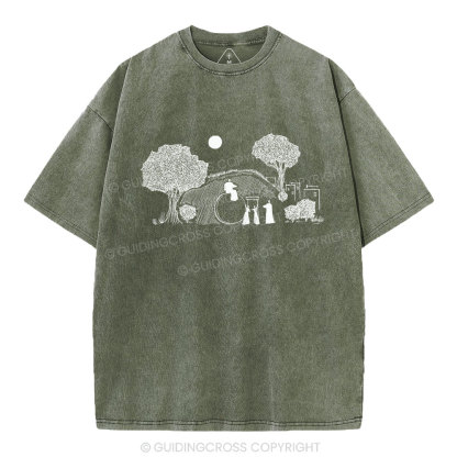 He Is Risen Christian Washed T-Shirt