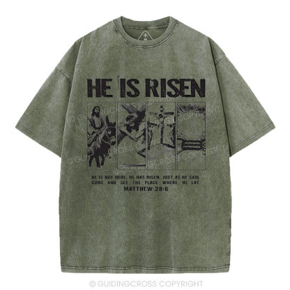 He Is Risen Christian Washed T-Shirt