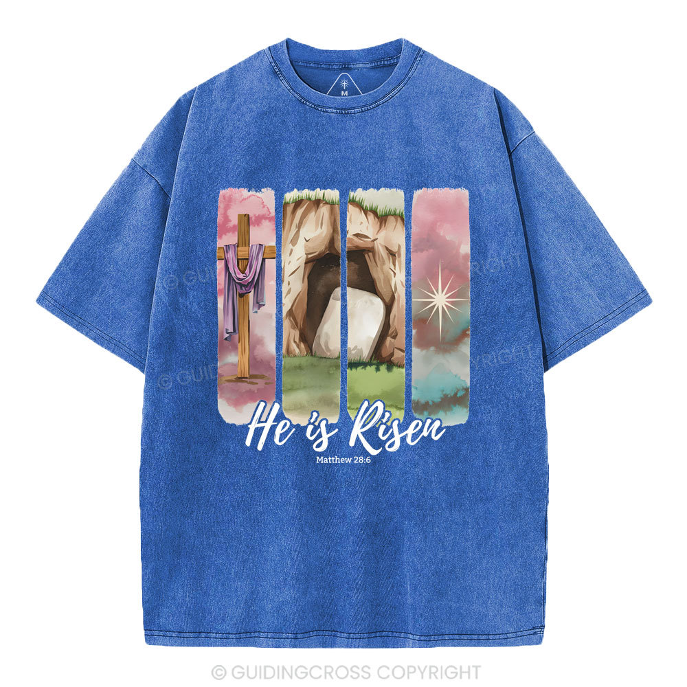 He Is Risen Christian Washed T-Shirt