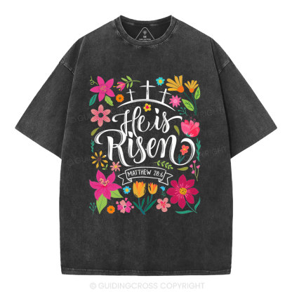 He Is Risen' Christian Washed T-Shirt
