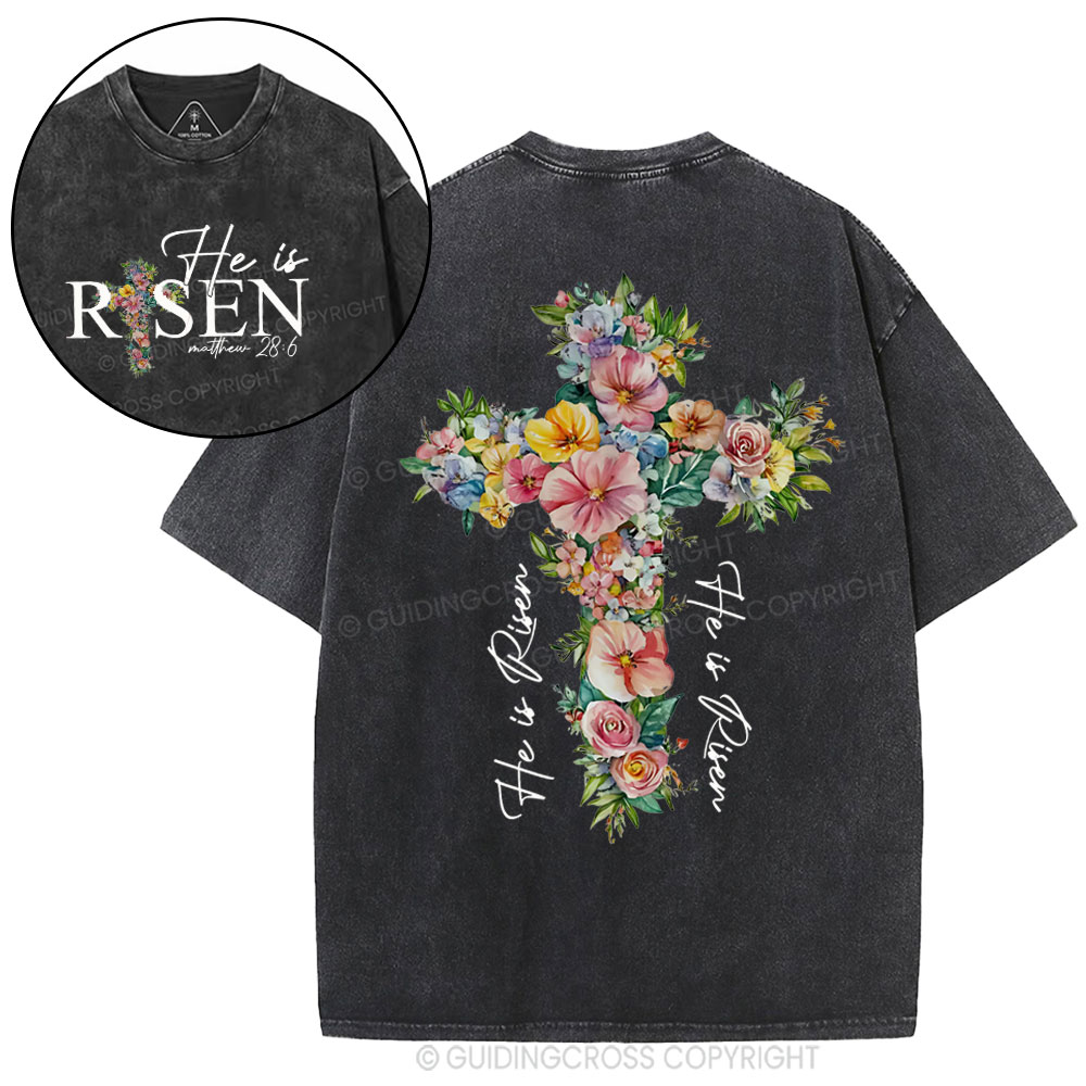 He Is Risen Christian Washed T-Shirt