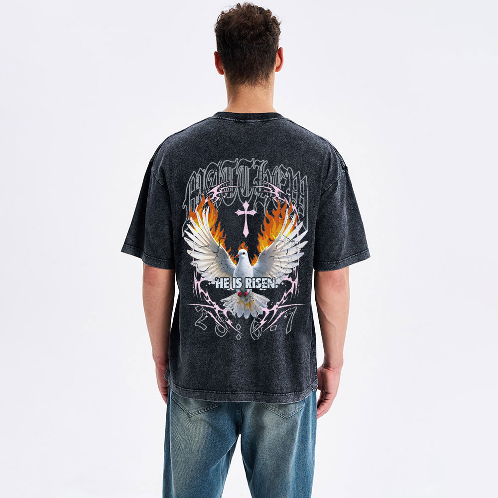 He Is Risen Christian Washed T-Shirt