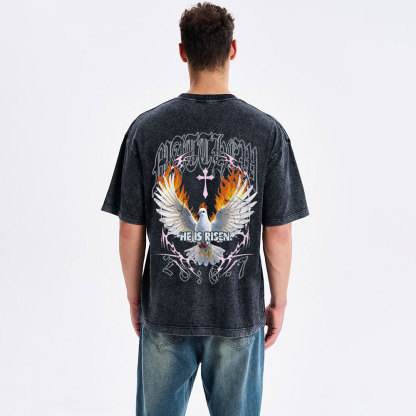 He Is Risen Christian Washed T-Shirt