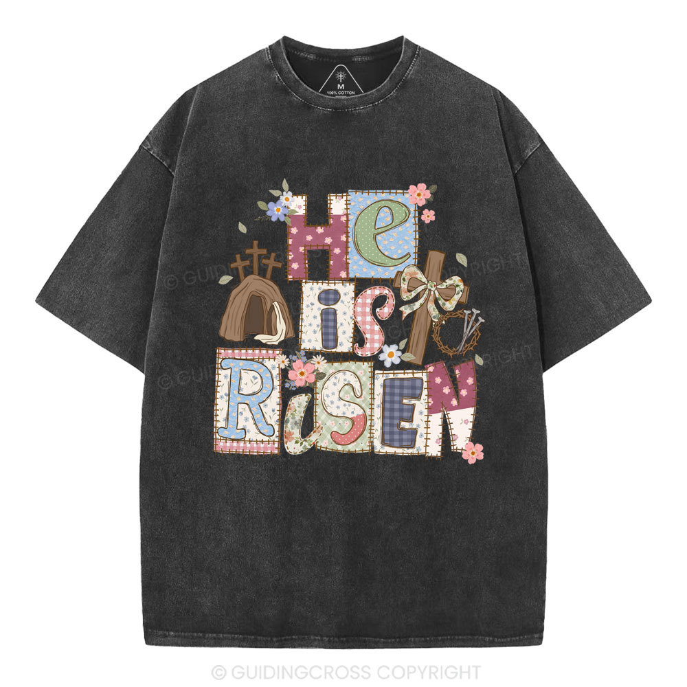 He Is Risen Christian Washed T-Shirt