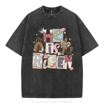 He Is Risen Christian Washed T-Shirt