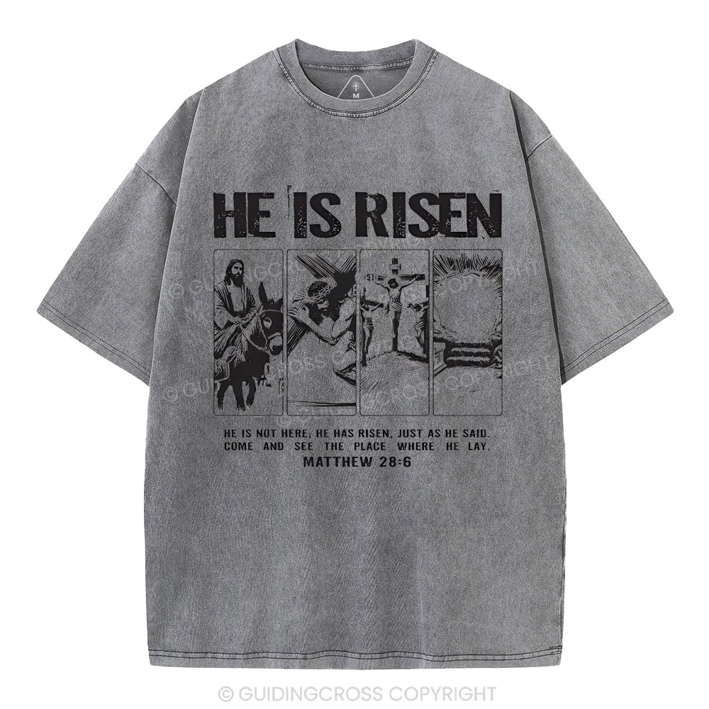 He Is Risen Christian Washed T-Shirt