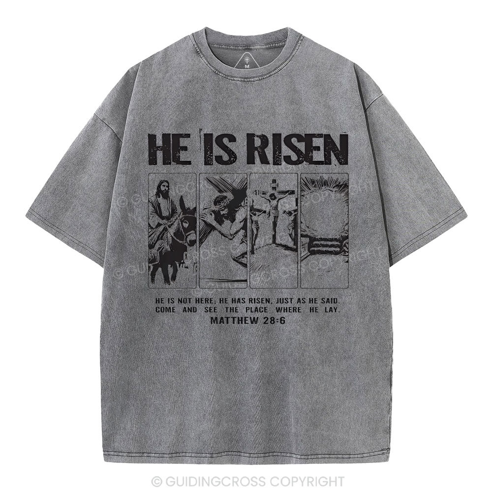 He Is Risen Christian Washed T-Shirt