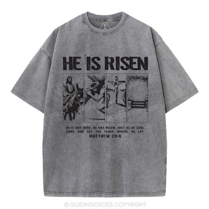 He Is Risen Christian Washed T-Shirt