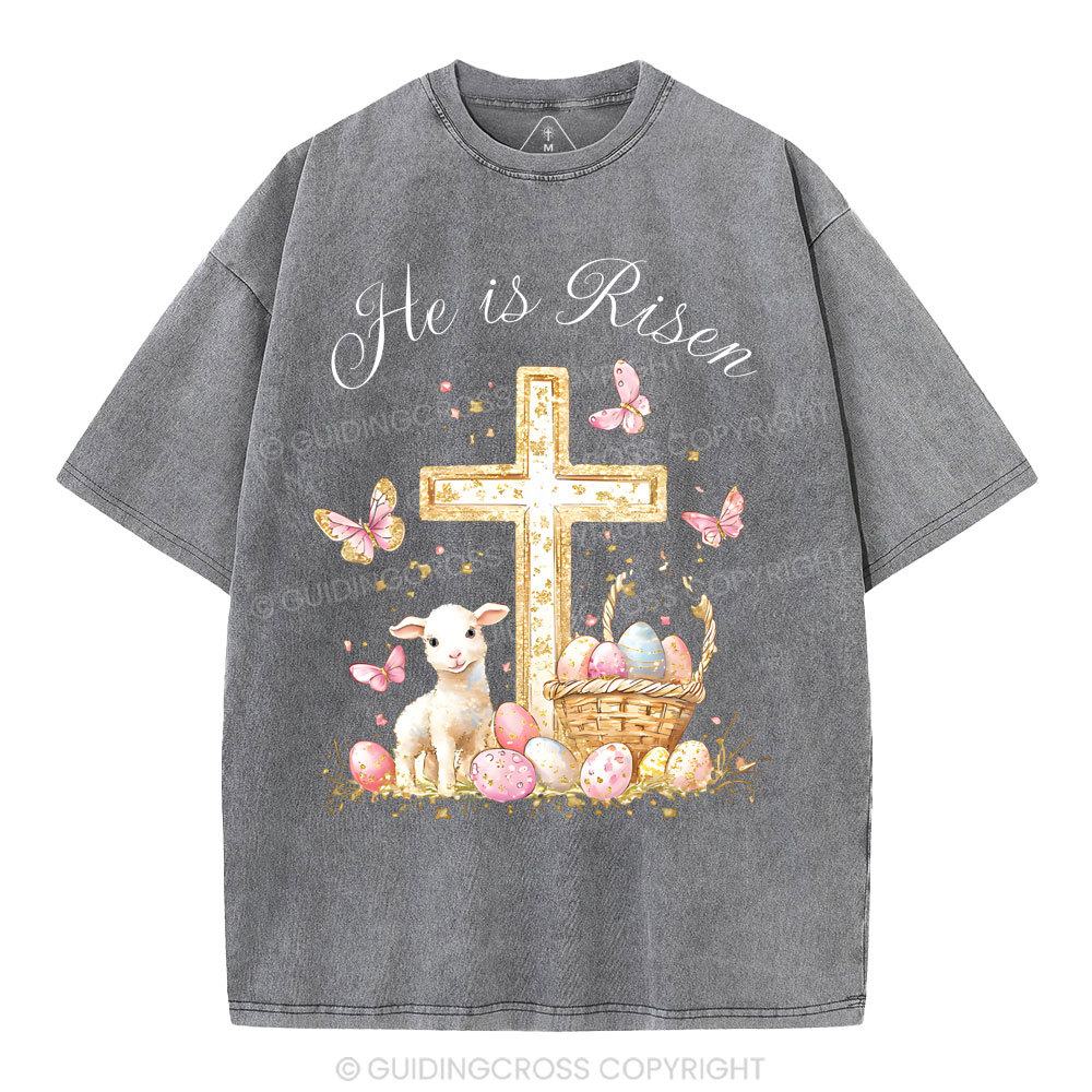 He Is Risen Christian Washed T-Shirt