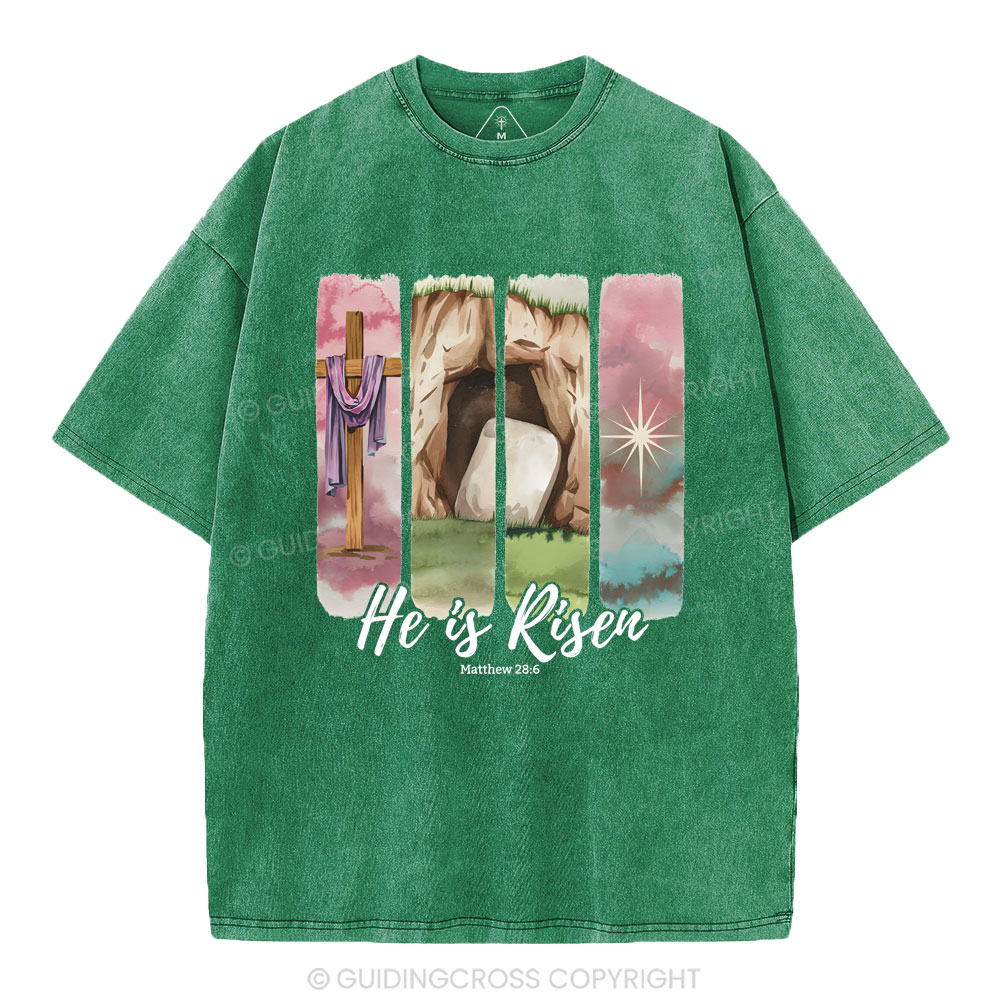He Is Risen Christian Washed T-Shirt