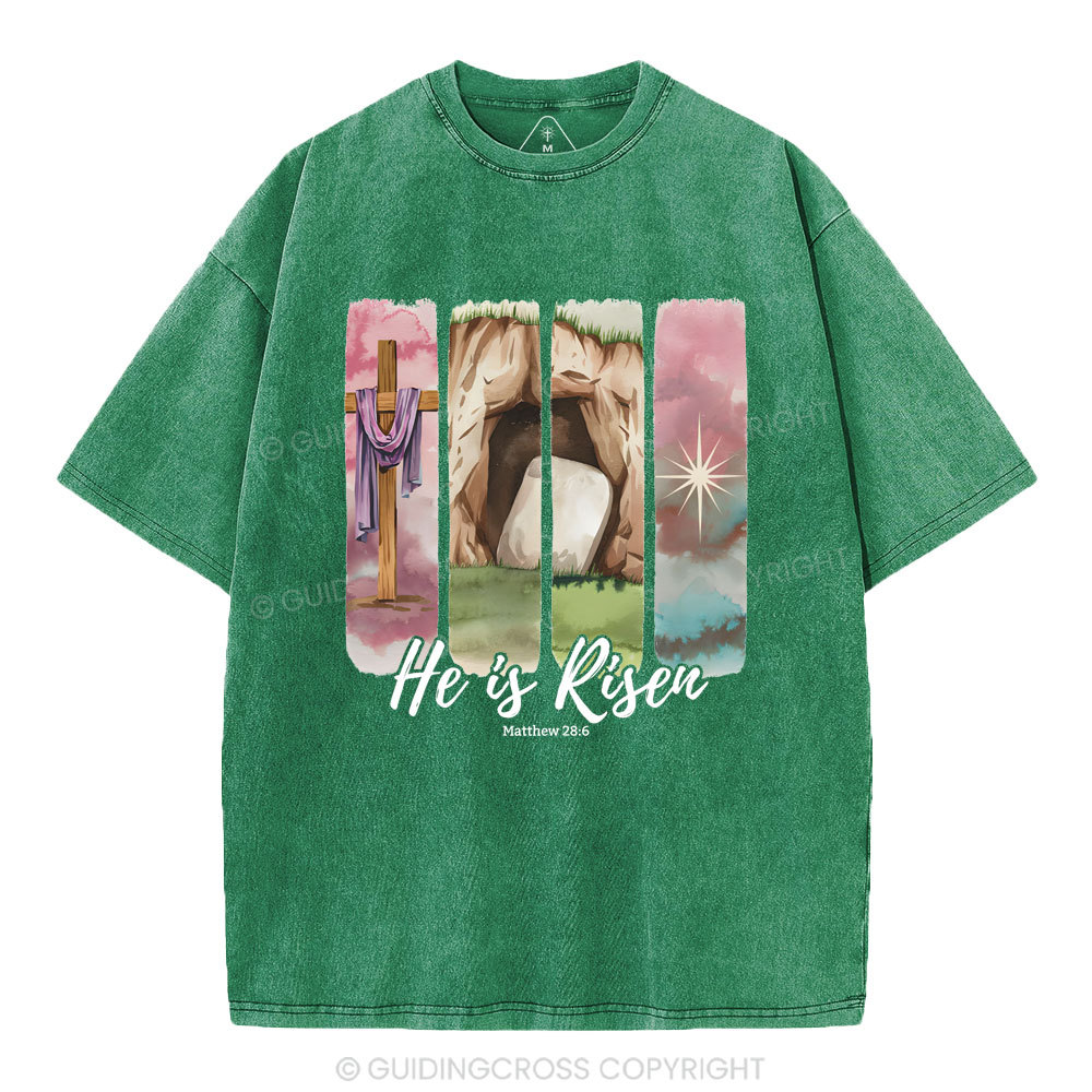 He Is Risen Christian Washed T-Shirt