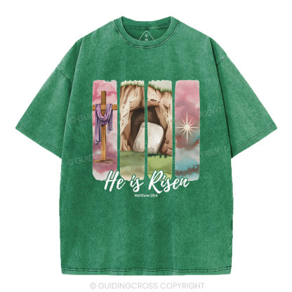 He Is Risen Christian Washed T-Shirt