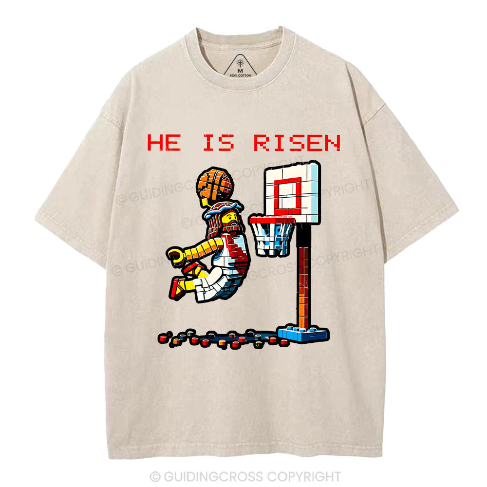 He Is Risen Christian Washed T-Shirt