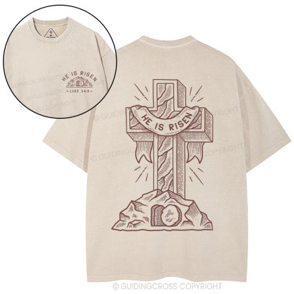 He Is Risen Christian Washed T-Shirt