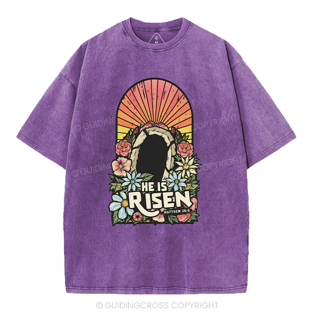 He Is Risen Chrsitian Washed T-Shirt