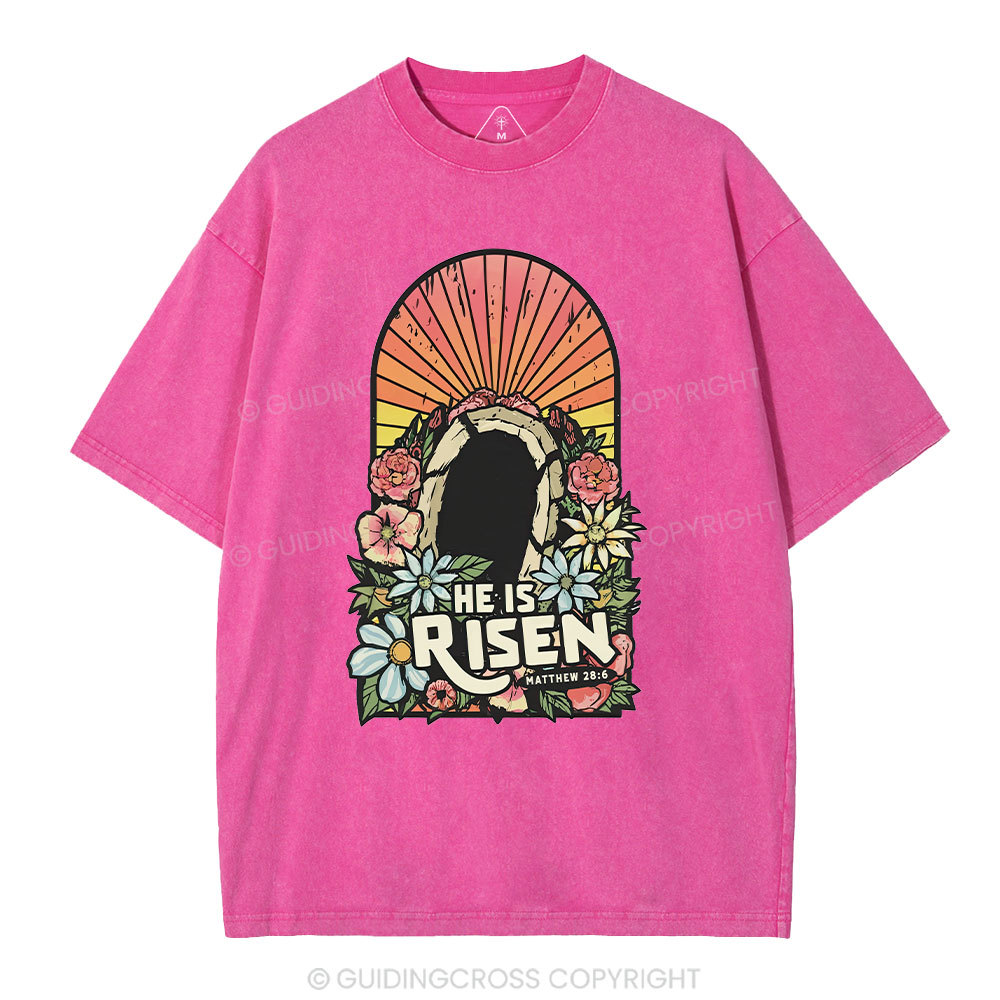 He Is Risen Chrsitian Washed T-Shirt