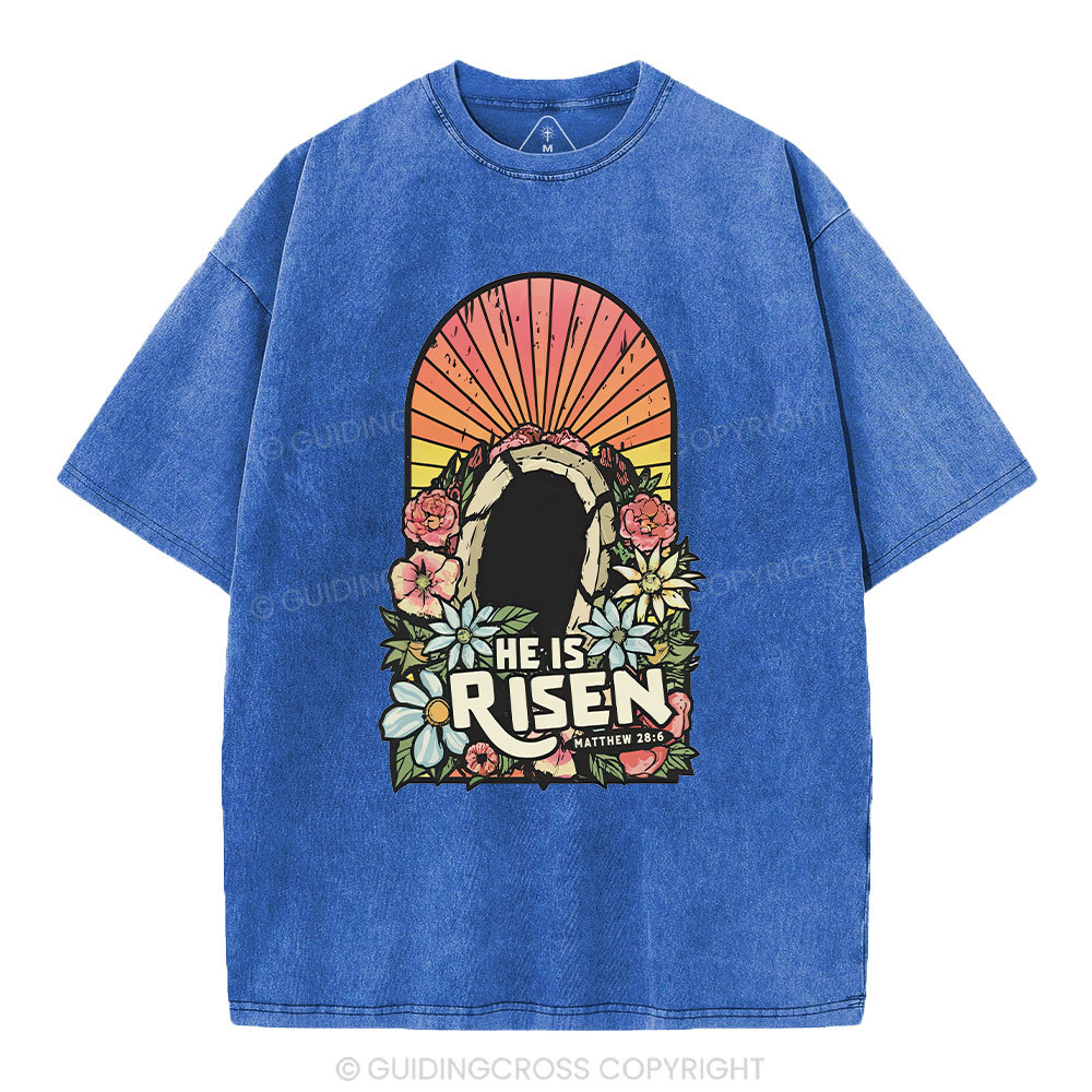 He Is Risen Chrsitian Washed T-Shirt
