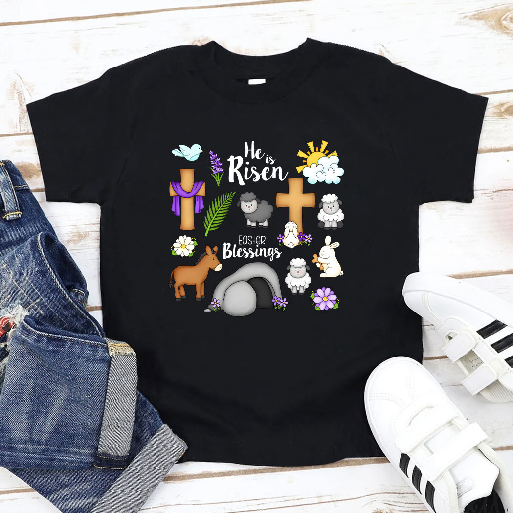 He Is Risen Easter Funny kids T-Shirt
