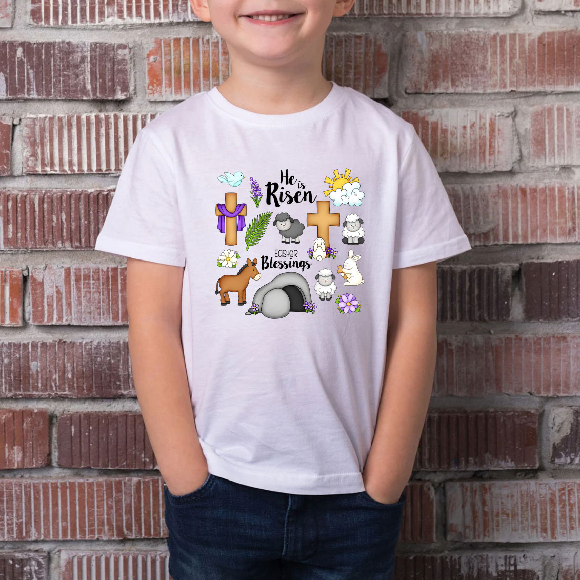 He Is Risen Easter Funny kids T-Shirt