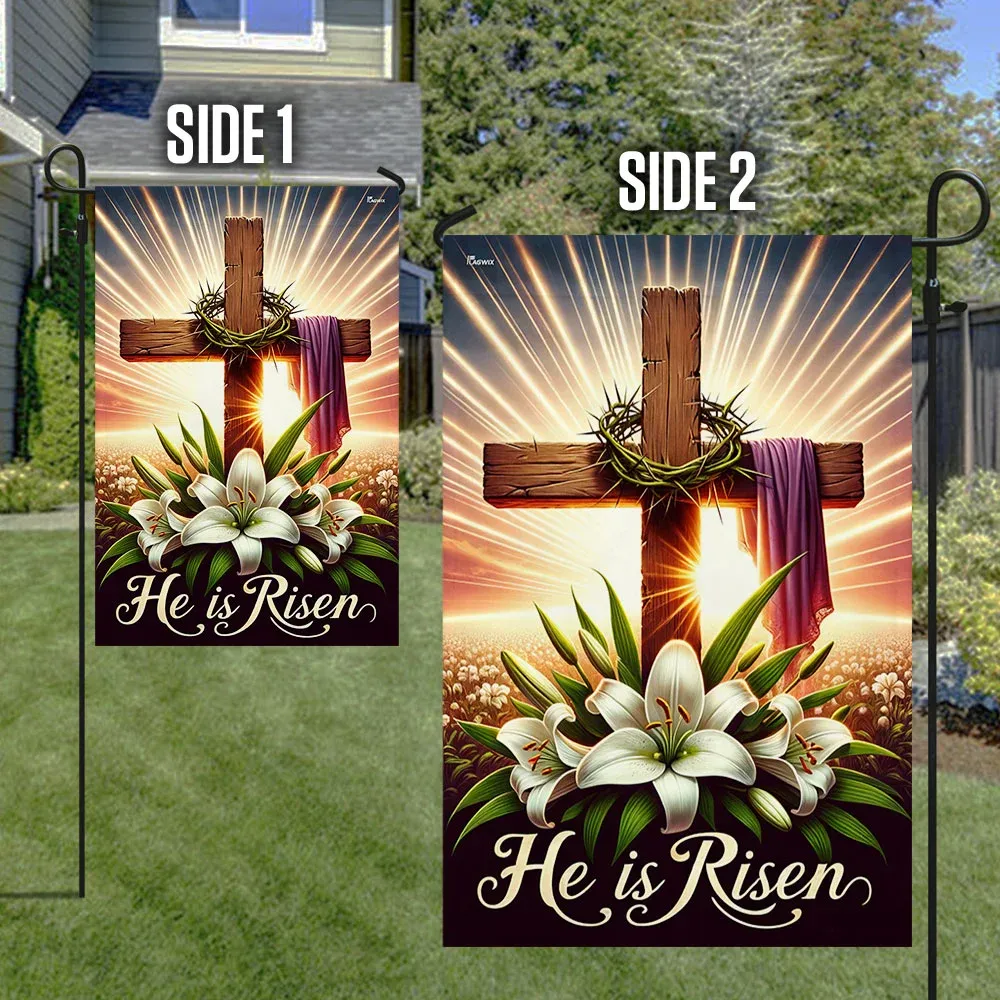 He Is Risen Easter Religious Cross Christian Flag